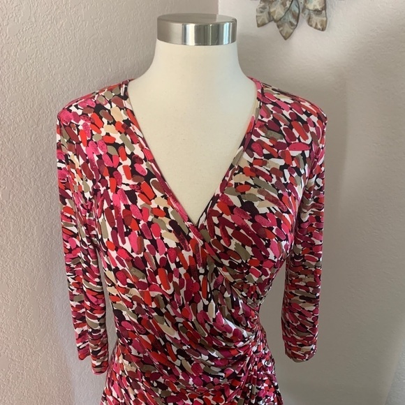 Laundry By Design Faux Wrap Colorful Print Dress - Picture 6 of 11